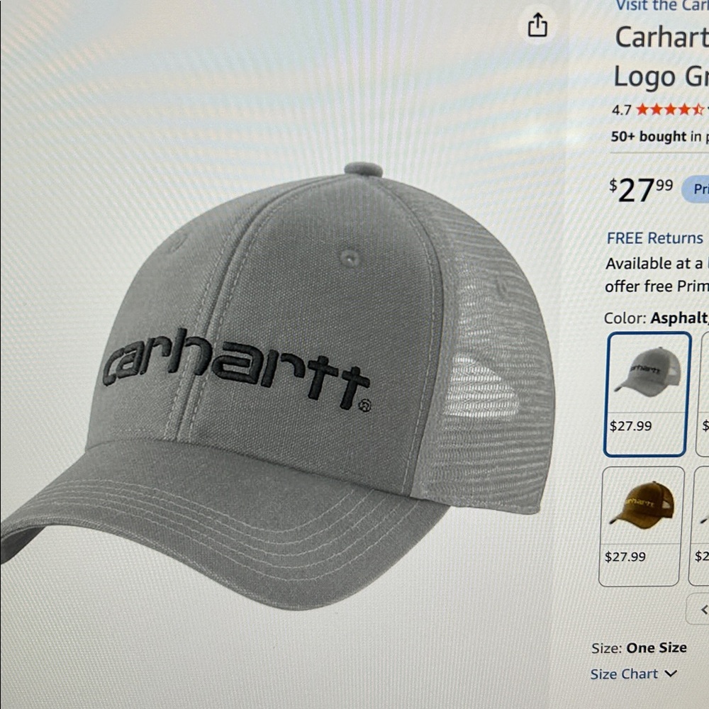 Carhartt Light  Gray with Gray Mesh Logo Cap - Picture 8 of 8